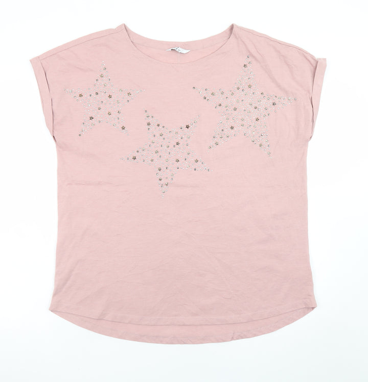 Next Women’s Pink Rhinestone Star T-Shirt Size 18 Short Sleeve
