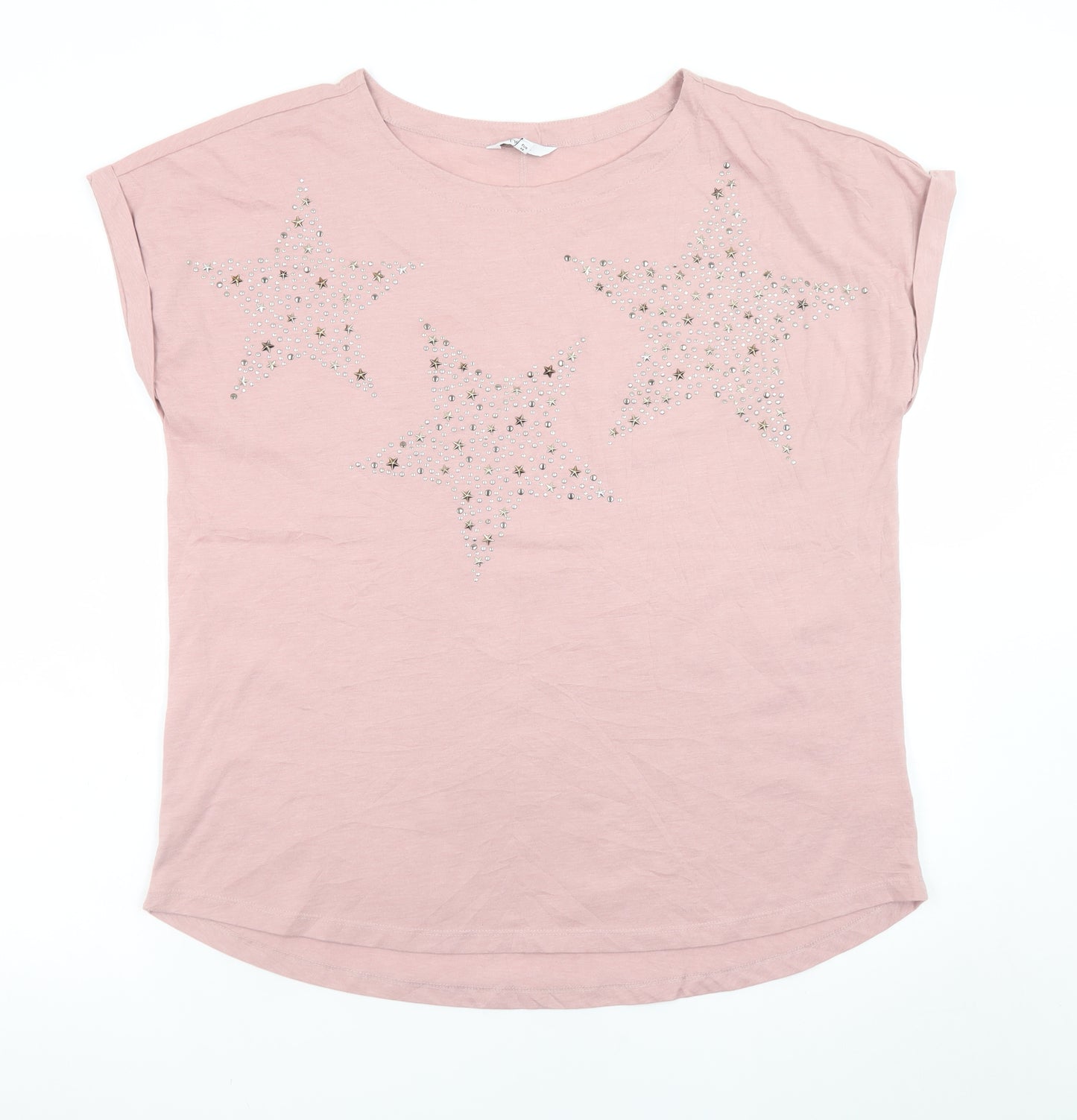 Next Women’s Pink Rhinestone Star T-Shirt Size 18 Short Sleeve