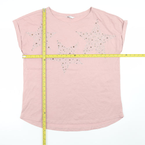 Next Women’s Pink Rhinestone Star T-Shirt Size 18 Short Sleeve
