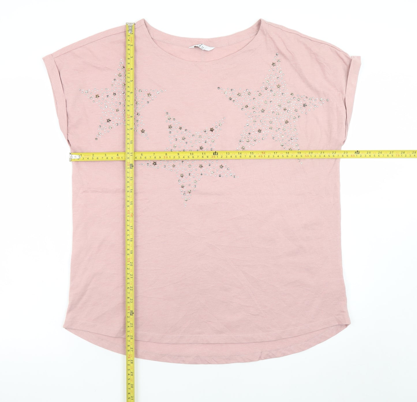 Next Women’s Pink Rhinestone Star T-Shirt Size 18 Short Sleeve