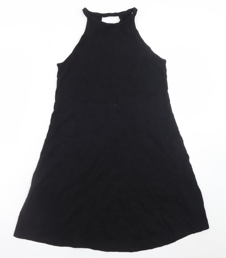 Gap Women Black XS A-Line Sleeveless Halter Jersey Dress