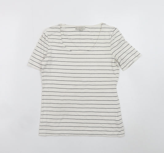 Hobbs Women’s White Striped Basic Jersey T-Shirt Size S