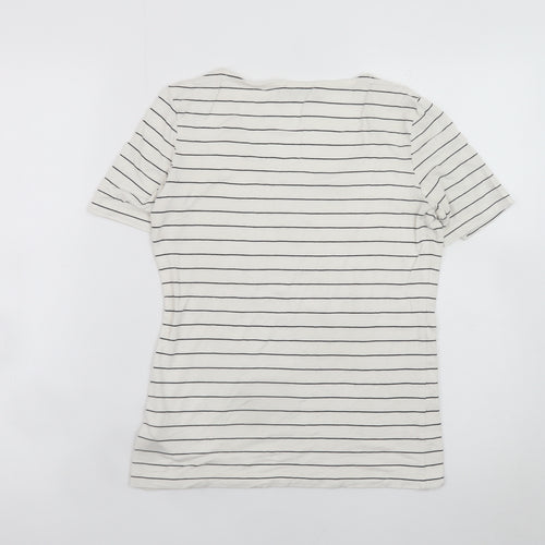 Hobbs Women’s White Striped Basic Jersey T-Shirt Size S