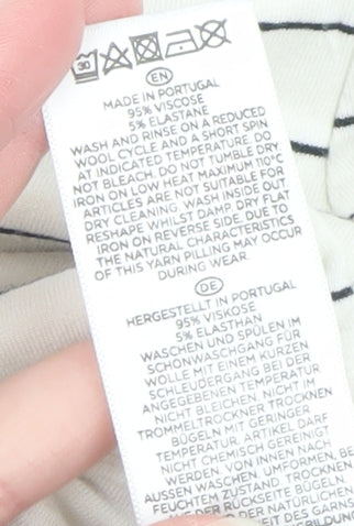 Hobbs Women’s White Striped Basic Jersey T-Shirt Size S