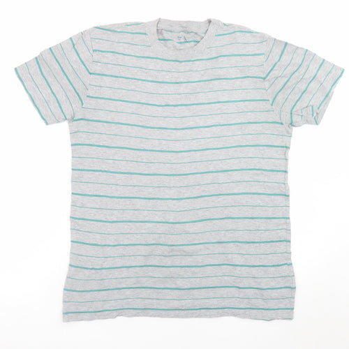 Gap Men's Grey Striped Cotton Crew Neck Short Sleeve T-Shirt M