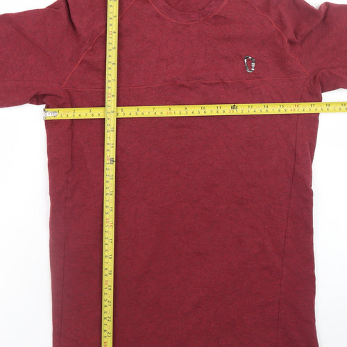 Decathlon Women Red Long Sleeve Cotton Crew Neck Basic T-Shirt S