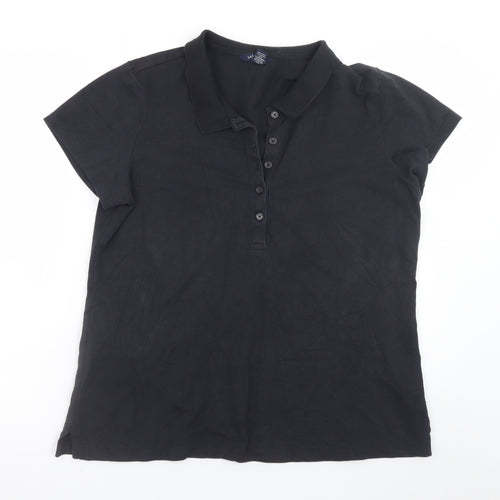 Lands' End Men's Black XL Short Sleeve Cotton Stretch Polo Shirt