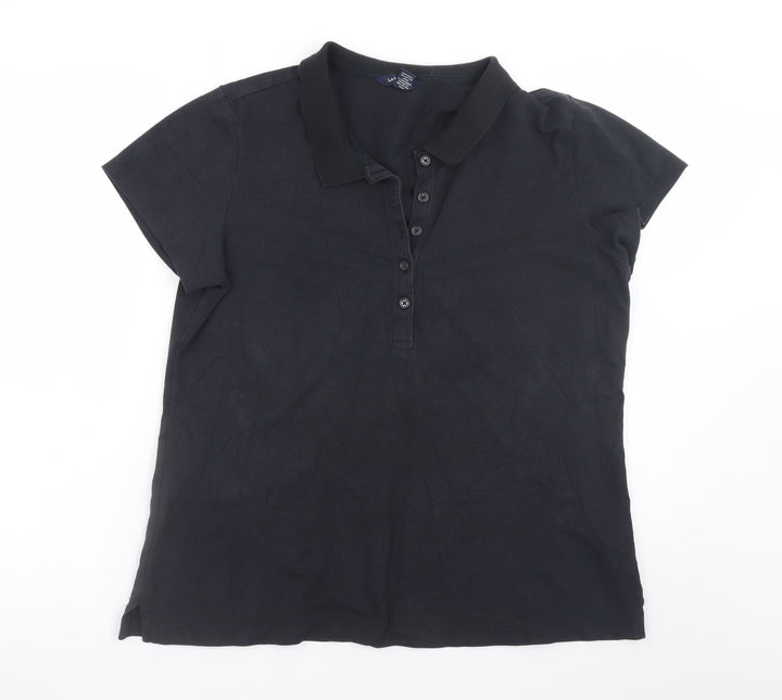 Lands' End Men's Black XL Short Sleeve Cotton Stretch Polo Shirt