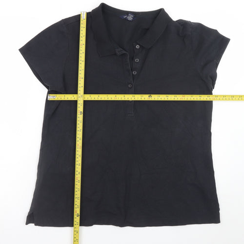 Lands' End Men's Black XL Short Sleeve Cotton Stretch Polo Shirt