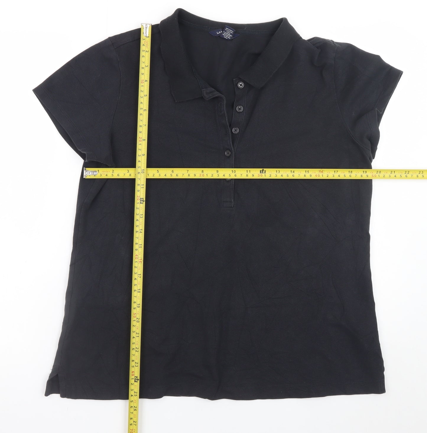 Lands' End Men's Black XL Short Sleeve Cotton Stretch Polo Shirt