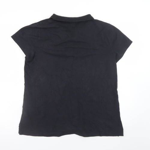 Lands' End Men's Black XL Short Sleeve Cotton Stretch Polo Shirt
