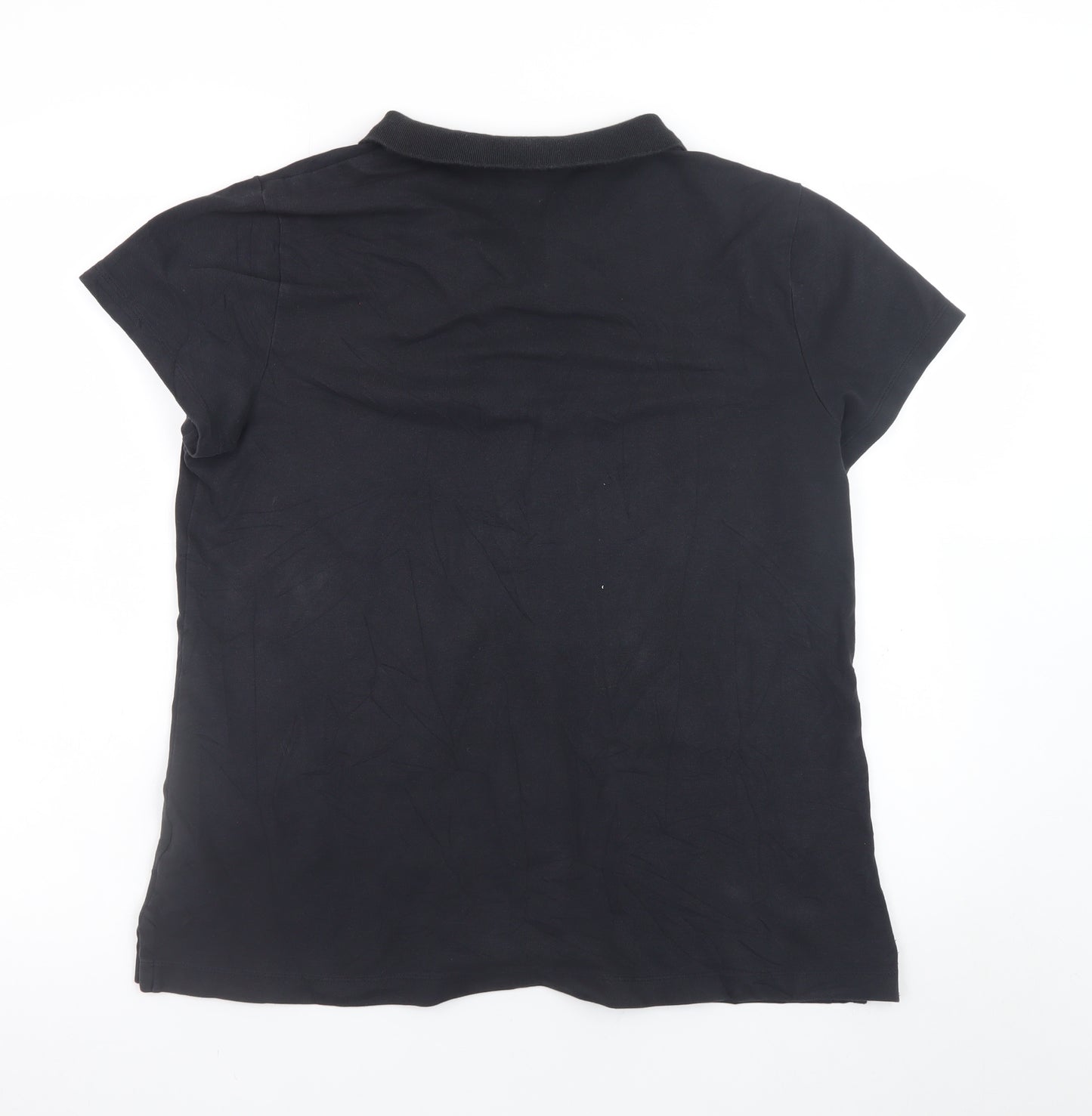 Lands' End Men's Black XL Short Sleeve Cotton Stretch Polo Shirt