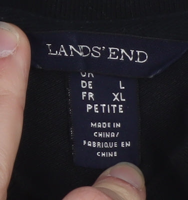Lands' End Men's Black XL Short Sleeve Cotton Stretch Polo Shirt