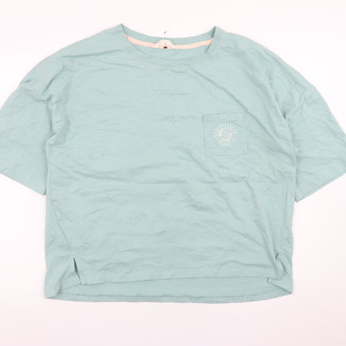 Marks and Spencer Women's Green Cotton T-Shirt Size 18 Relaxed Fit