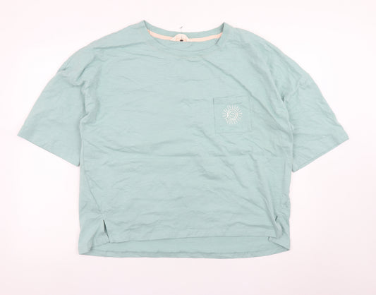 Marks and Spencer Women's Green Cotton T-Shirt Size 18 Relaxed Fit