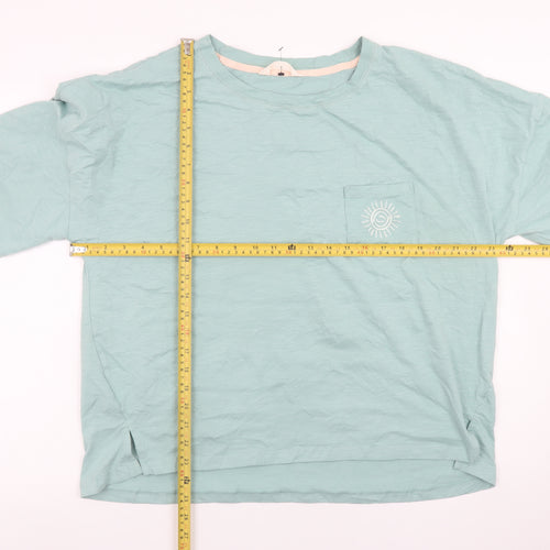 Marks and Spencer Women's Green Cotton T-Shirt Size 18 Relaxed Fit