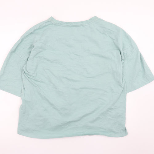 Marks and Spencer Women's Green Cotton T-Shirt Size 18 Relaxed Fit