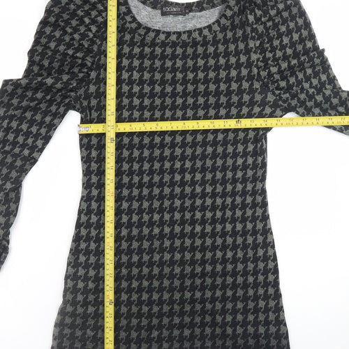 Soda Mix Women’s Black Houndstooth Bodycon Long Sleeve Dress S