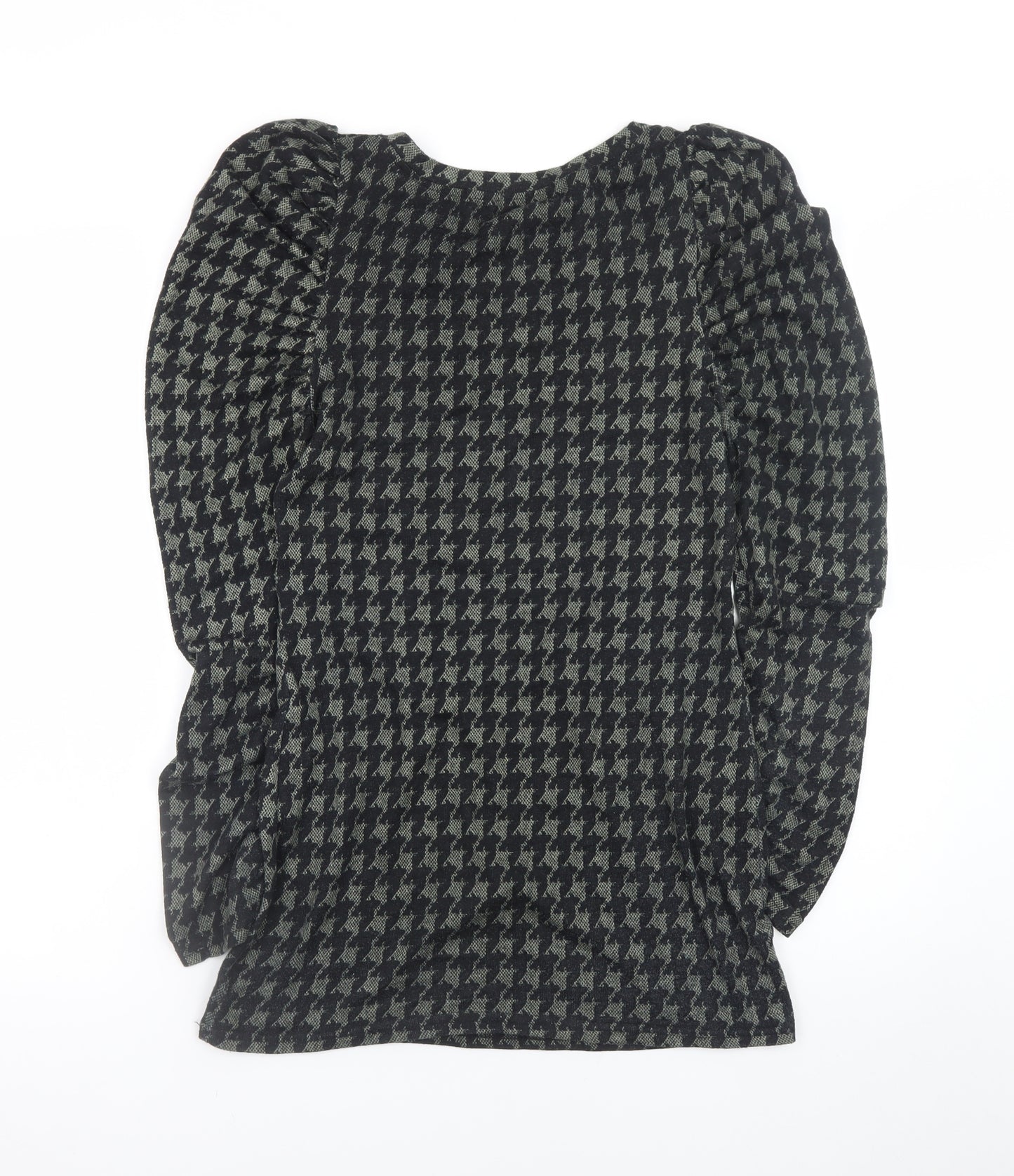 Soda Mix Women’s Black Houndstooth Bodycon Long Sleeve Dress S