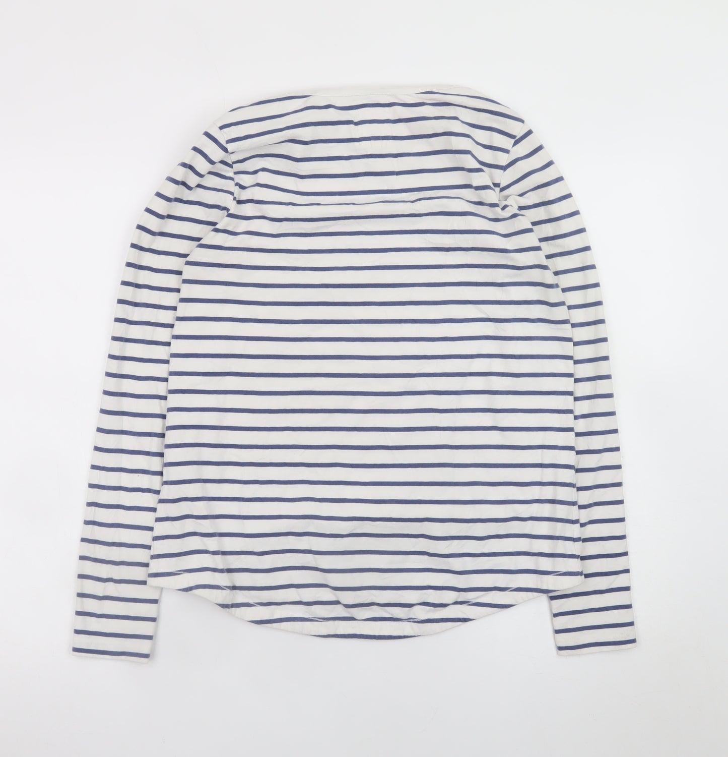 Fat Face Womens White Navy Striped Classic Jersey Long Sleeve T-Shirt Size 10