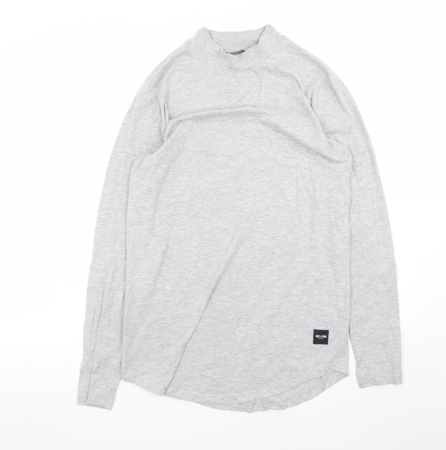 ONLY & SONS Grey Long Sleeve Mock Neck T-Shirt Unisex S