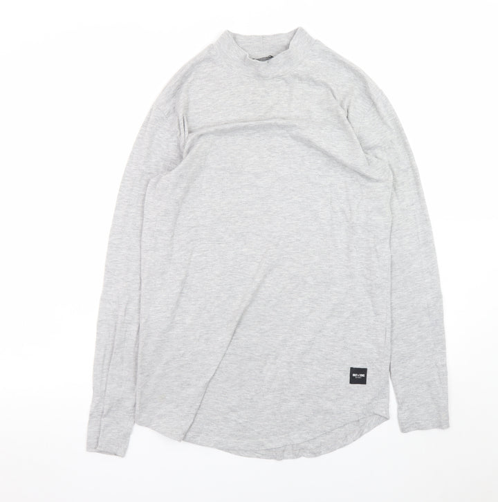 ONLY & SONS Grey Long Sleeve Mock Neck T-Shirt Unisex S