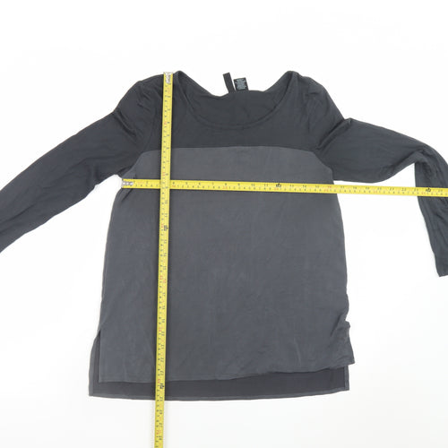 Cynthia Rowley Women's Black Long Sleeve Basic Viscose Blouse Size S