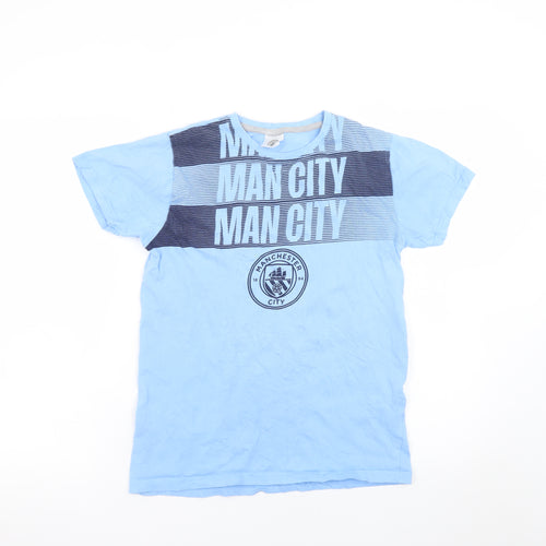 Manchester City Boys Blue 13-14 Years Cotton Football Graphic T-Shirt