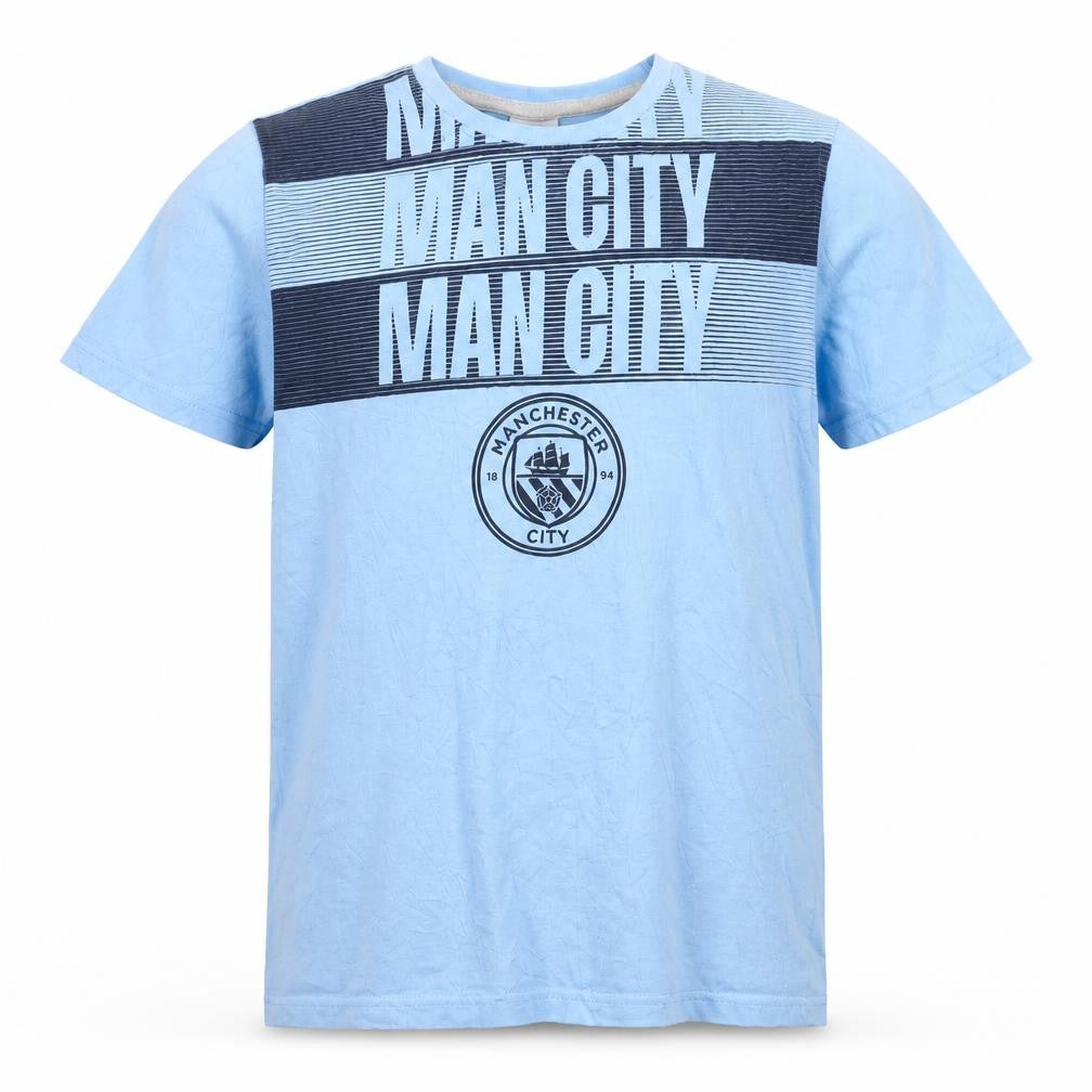 Manchester City Boys Blue 13-14 Years Cotton Football Graphic T-Shirt
