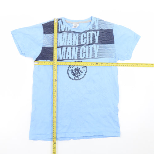 Manchester City Boys Blue 13-14 Years Cotton Football Graphic T-Shirt