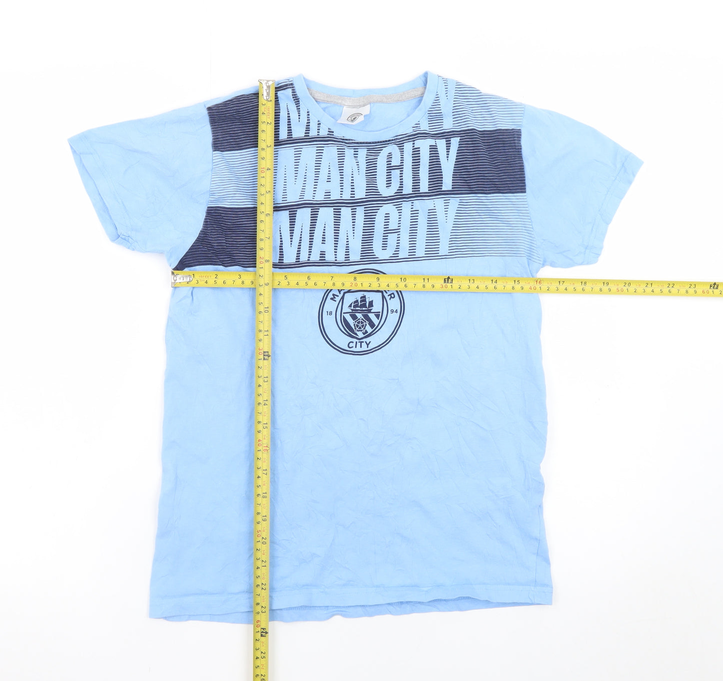 Manchester City Boys Blue 13-14 Years Cotton Football Graphic T-Shirt