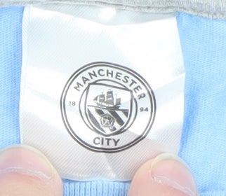Manchester City Boys Blue 13-14 Years Cotton Football Graphic T-Shirt