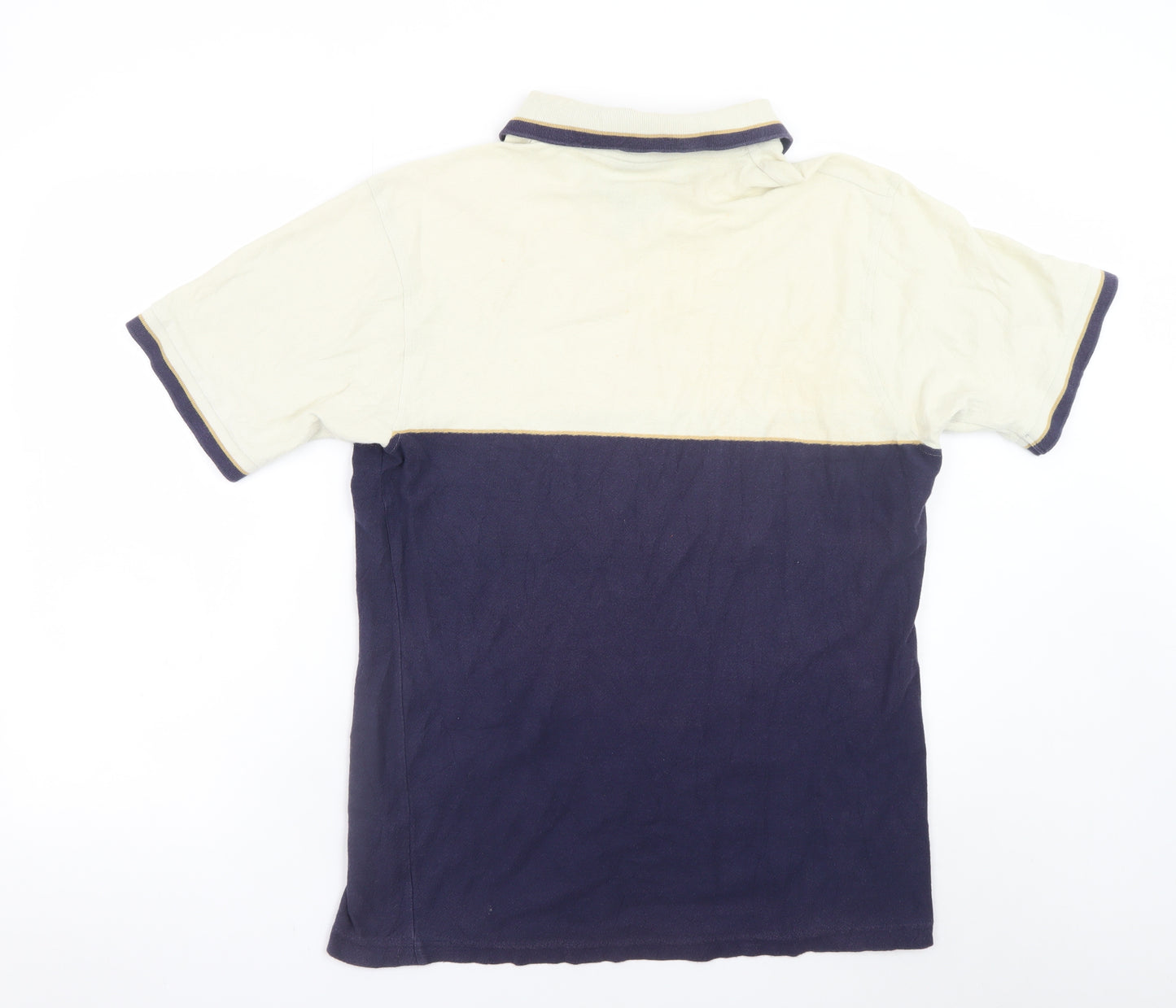 Next Men's Blue Colourblock Cotton Polo Shirt Size L