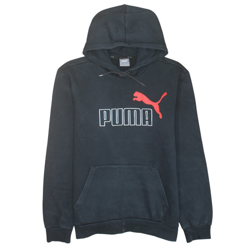 Puma Men's Black Pullover Hoodie M Sports Logo Fleece Sweatshirt