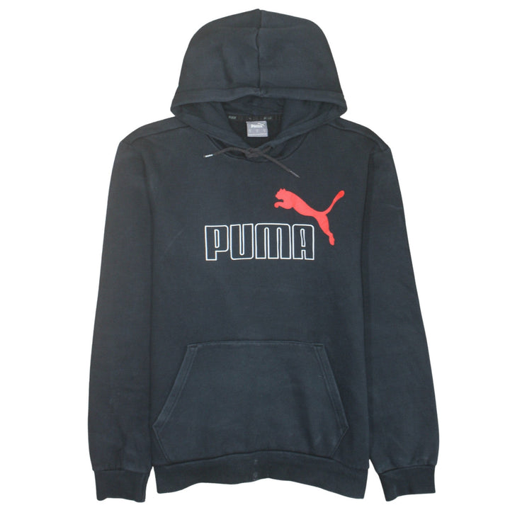 Puma Men's Black Pullover Hoodie M Sports Logo Fleece Sweatshirt