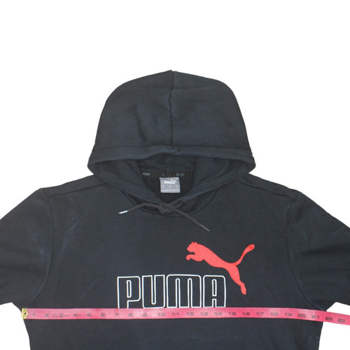 Puma Men's Black Pullover Hoodie M Sports Logo Fleece Sweatshirt