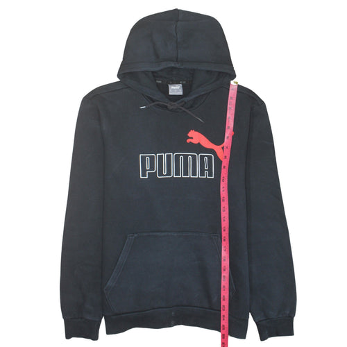 Puma Men's Black Pullover Hoodie M Sports Logo Fleece Sweatshirt