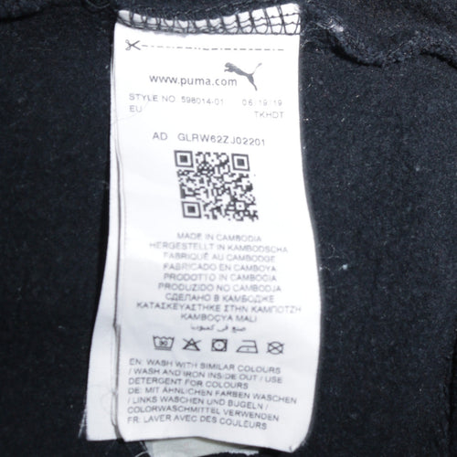 Puma Men's Black Pullover Hoodie M Sports Logo Fleece Sweatshirt