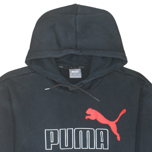Puma Men's Black Pullover Hoodie M Sports Logo Fleece Sweatshirt