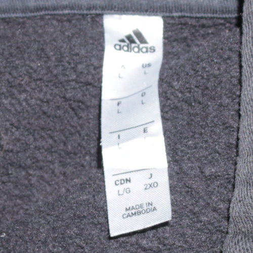 Adidas Mens Black Pullover Hoodie L Hooded Fleece Sweatshirt
