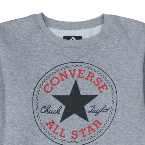 Converse Boys Grey Crew Neck Pullover Sweatshirt 13-15 Years Logo Print