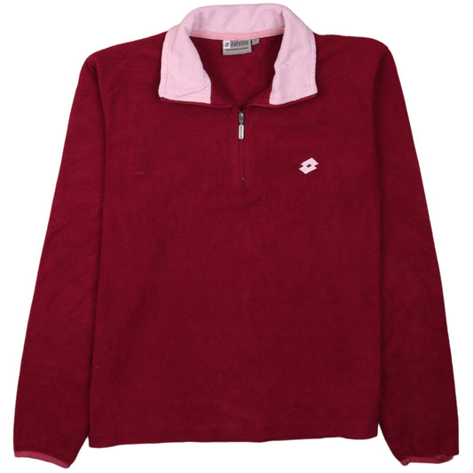 Lotto Womens Red Fleece 1/4 Zip Pullover Sweatshirt Size L