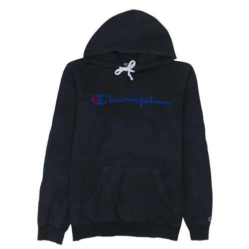 Champion Men's Black Pullover Hoodie Medium Logo Cotton Sweatshirt