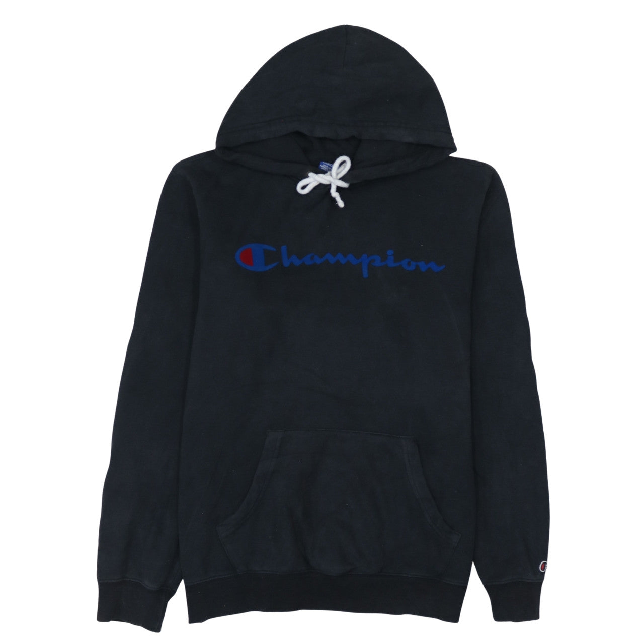 Champion Men's Black Pullover Hoodie Medium Logo Cotton Sweatshirt