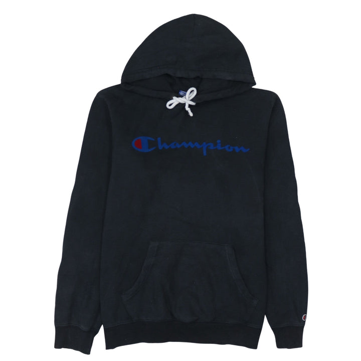Champion Men's Black Pullover Hoodie Medium Logo Cotton Sweatshirt