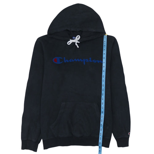 Champion Men's Black Pullover Hoodie Medium Logo Cotton Sweatshirt
