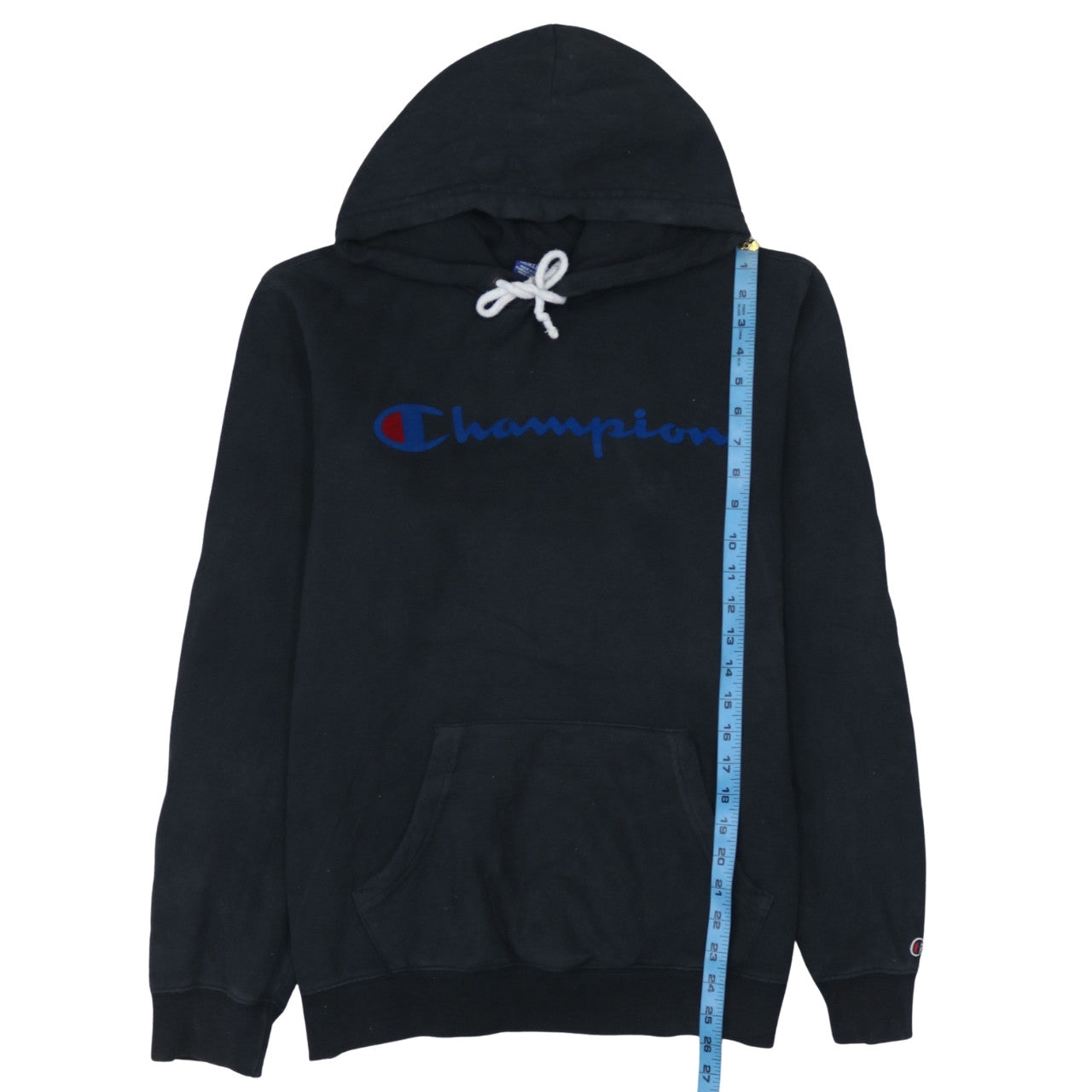 Champion Men's Black Pullover Hoodie Medium Logo Cotton Sweatshirt