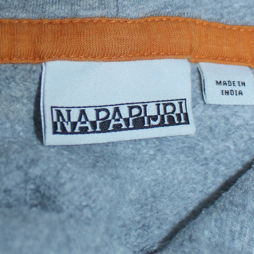 Napapijri Boys Grey Hooded Pullover Sweatshirt Size 14 Years Logo Design