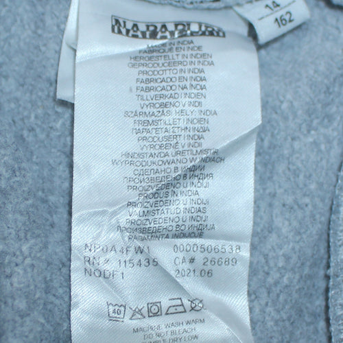 Napapijri Boys Grey Hooded Pullover Sweatshirt Size 14 Years Logo Design