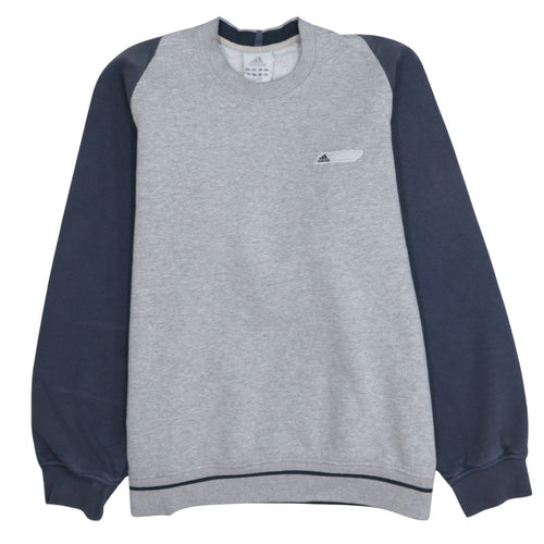Adidas Men's Grey & Navy Crew Neck Sweatshirt Size M Classic Style